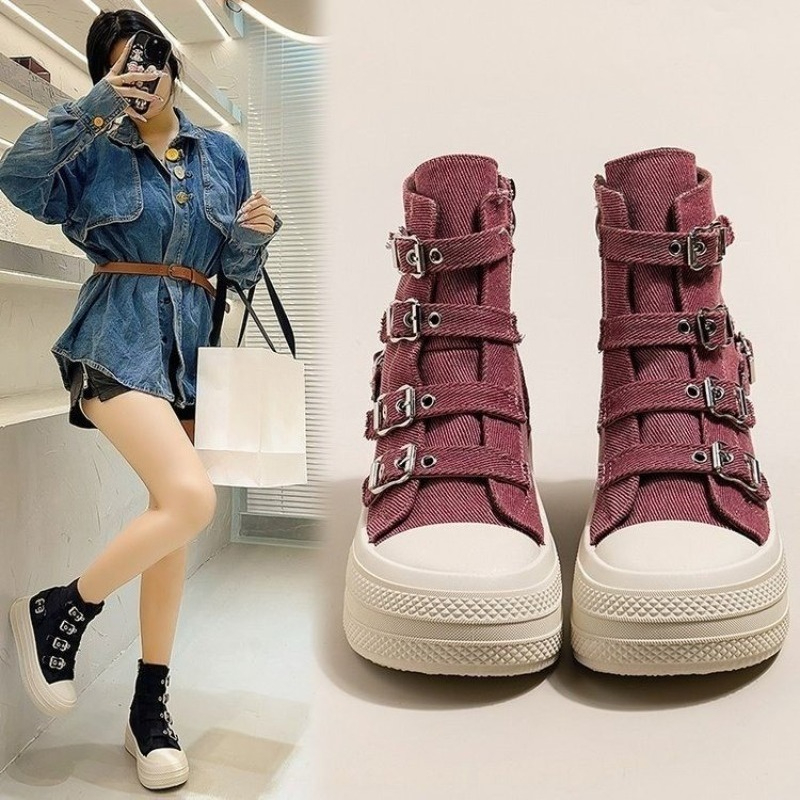 Women Shoes Casual - レディースシューズ 2025年春夏新作 カジュアル万能 ハイカット 厚底 スモールボードシューズ