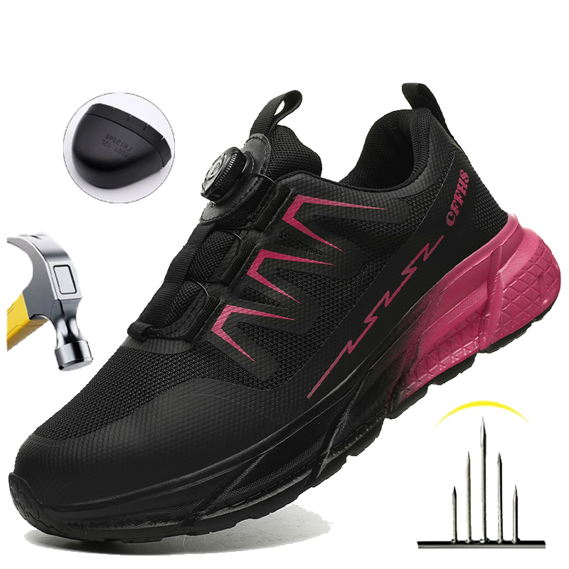 Women'S Shoes Hike - 女性用耐パンク安全靴 スチールトゥ ハイカット 軽量 通気性 作業靴