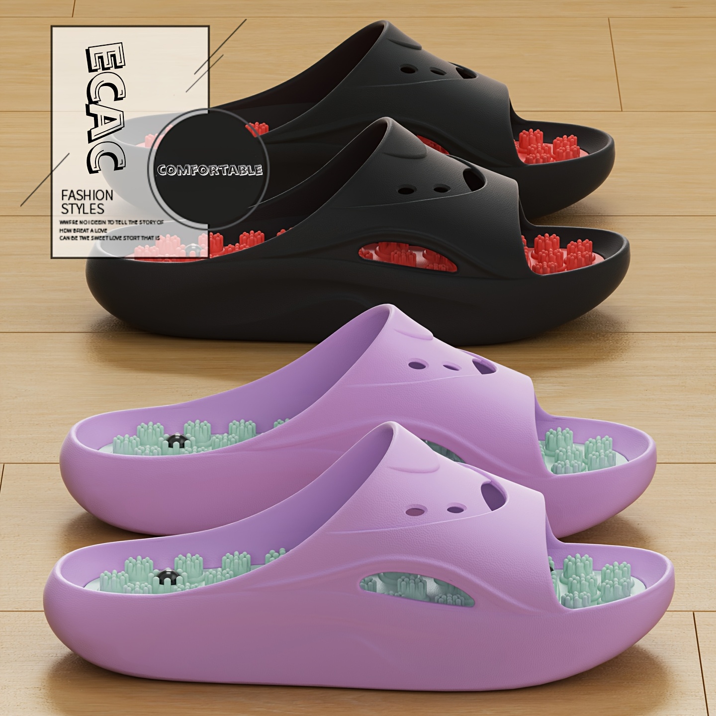 Women'S Shoes For Flat Feet - 女性男性用EVAマッサージスリッパ厚底バスルームスライド滑り止めシャワーサンダルソフトクッションホーム屋内屋外ビーチシューズ