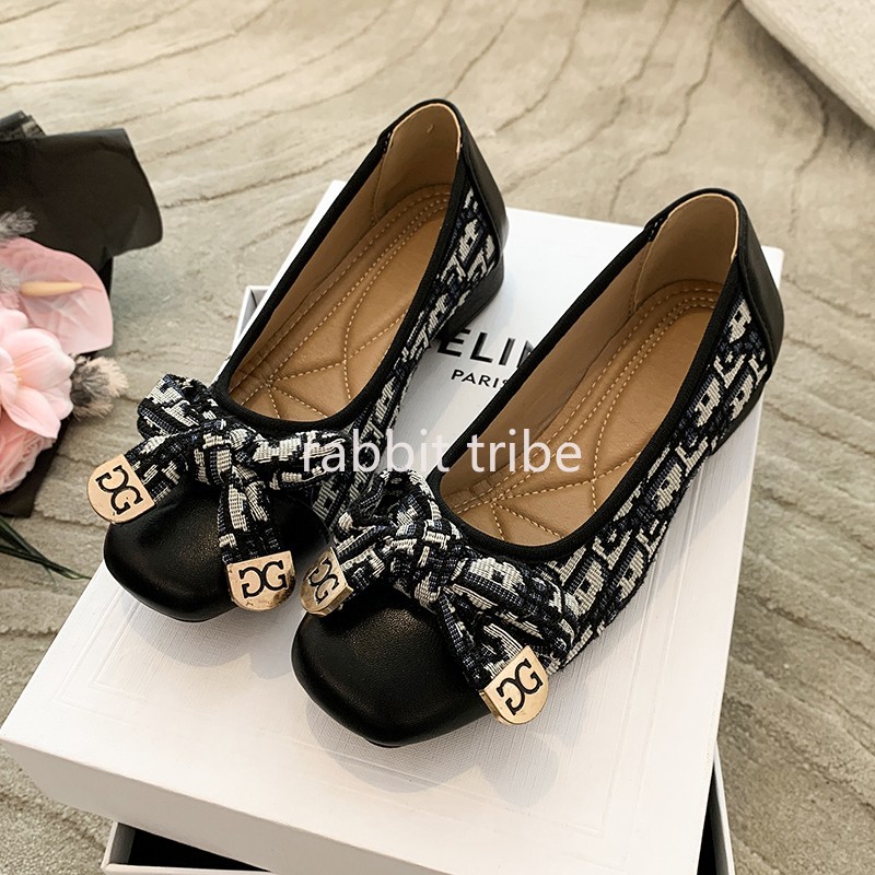 Women Shoes Casual - 快適なフランスのレディースシングルシューズ女性のセクシーなスタイルスクエアヘッド刺繍スカートローヒール小さな香り豆の靴
