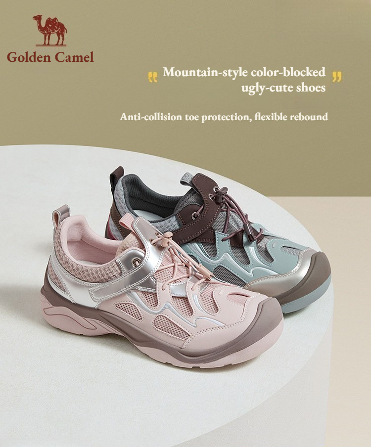 Women'S Shoes Hike - ゴールデンキャメル女性のフラットサンダル 2026 春アウトドアソフトソールメッシュ通気性ハイキングスニーカー厚底カジュアルスポーツシューズ