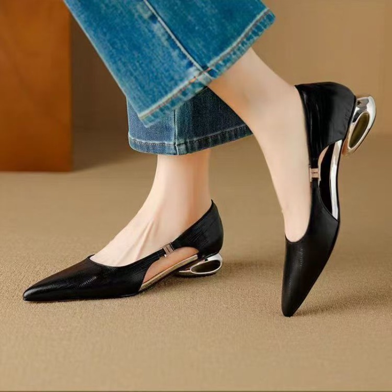 Women Shoes Brands - 新しい夏のクラシックソリッドカラーの女性のハイヒールファッションブランドデザイナーサンダル快適なオフィス女性の尖ったつま先の靴 40