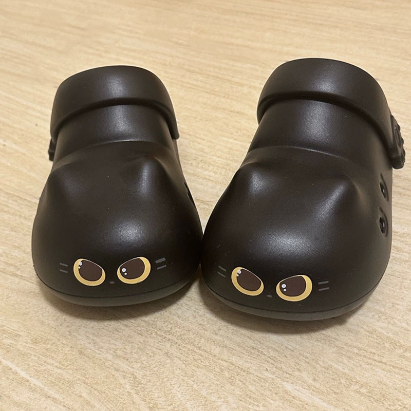 Women'S Shoes For Flat Feet - 女性用新作クリエイティブブラックキャットスリッパ、夏用ソフトクラウドミュールクロッグ、女性用ストラップサンダルシューズ、キュートキティメリージェーンEVAスリッパ