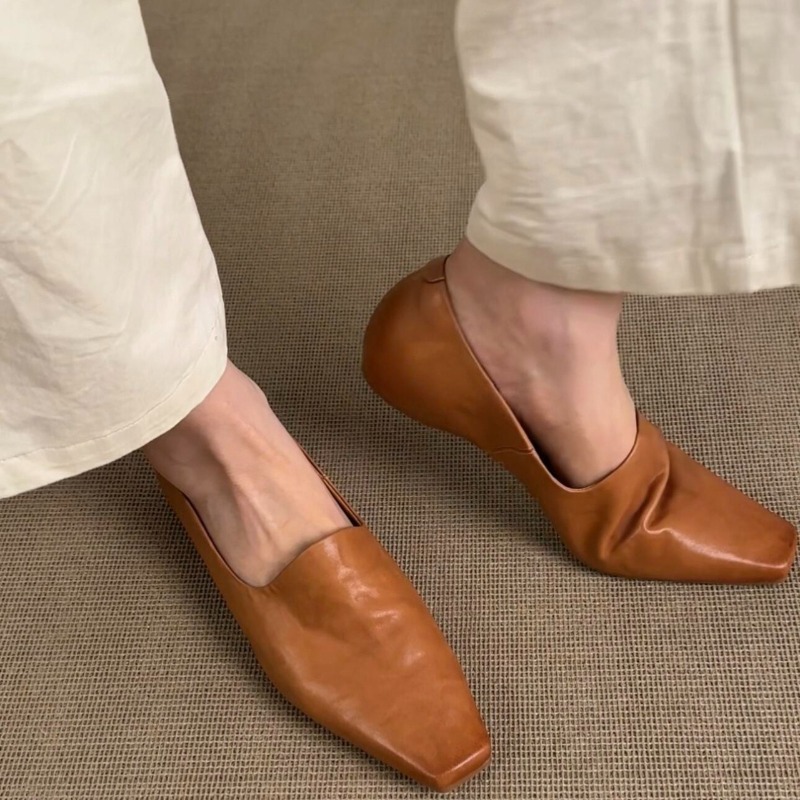 Women'S Shoes For Flat Feet - レトロフラットローファー レディース スリッポン ブリティッシュスタイル スクエアトゥ シングルシューズ