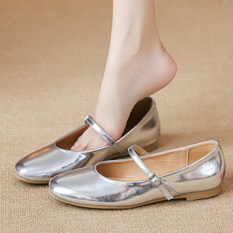 シルバーバレエシューズ レディース エレガント メリージェー - Women Shoes Casual のレビューと価格