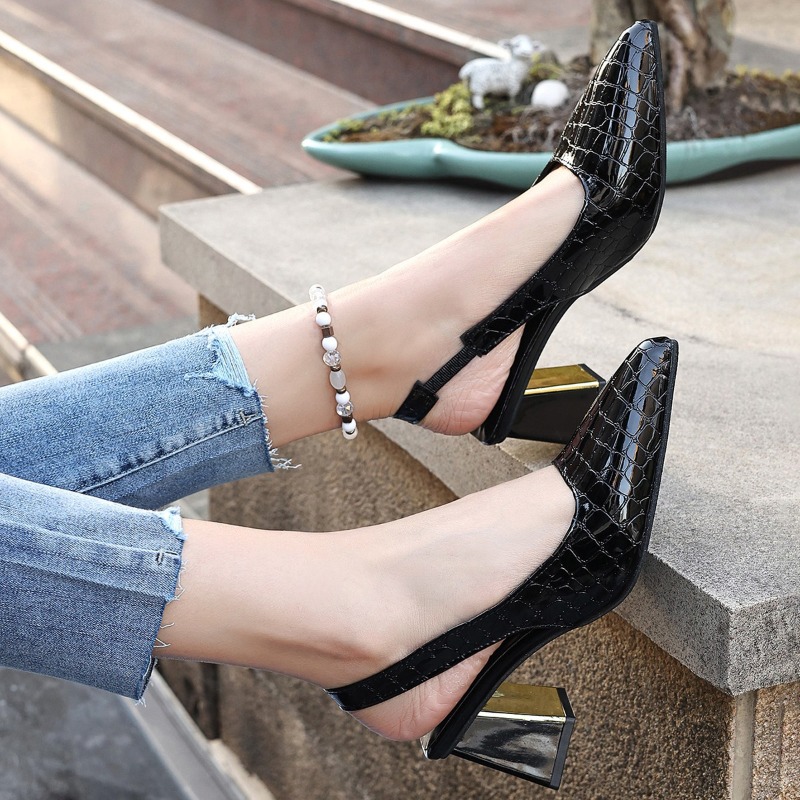 夏のハイヒールサンダル女性のセクシーな黒のトレンドドレスポン - Women Shoes Brands のレビューと価格