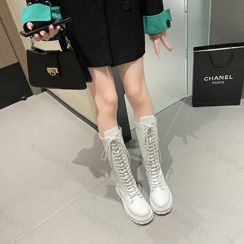 女性騎士のブーツプラットフォームチャンキーシューズファッショ - High Knee Heel Boots のレビューと価格