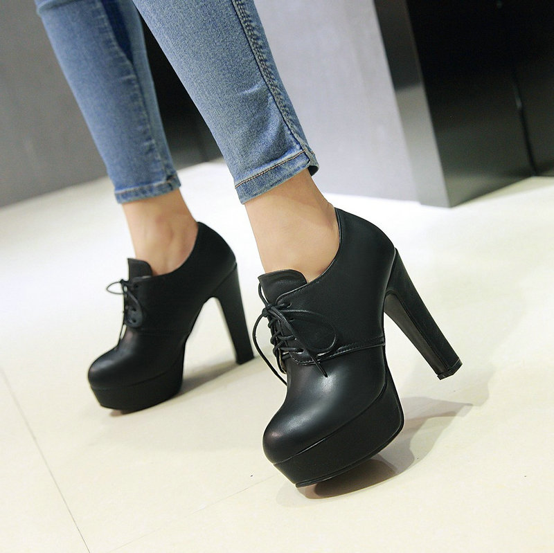 ラウンドトゥ ブラウン ブラック グレー レースアップ ブロ - Oxford Lace Up Women のレビューと価格