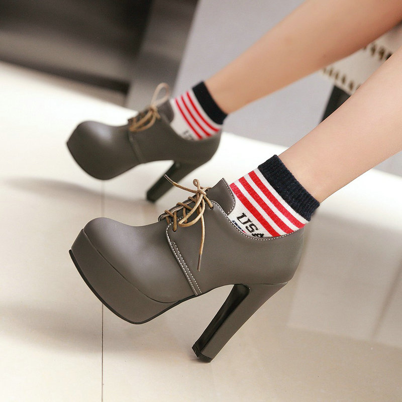 ラウンドトゥ ブラウン ブラック グレー レースアップ ブロ - Oxford Lace Up Women のレビューと価格
