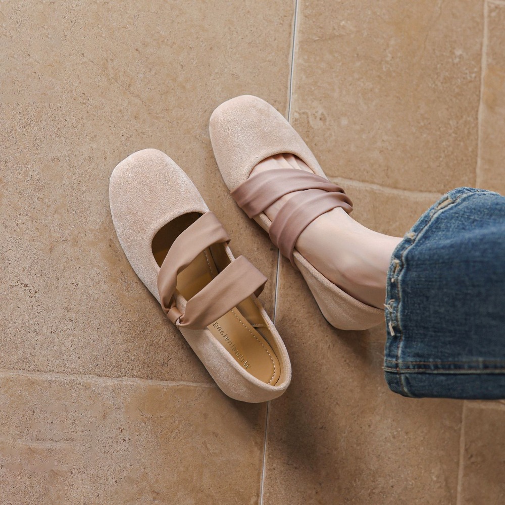 フラットメリージェーンシューズ インヒール ピンク バレエシ - Ballet Flat Women のレビューと価格