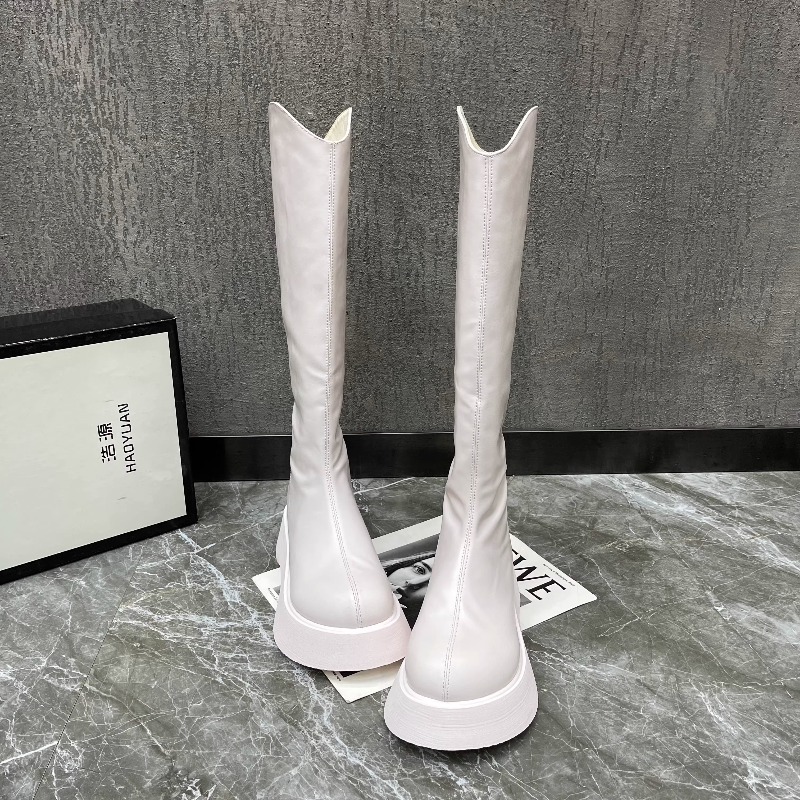 2025年秋冬ファッションジッパーデザインレジャーニーブーツ - High Knee Heel Boots のレビューと価格