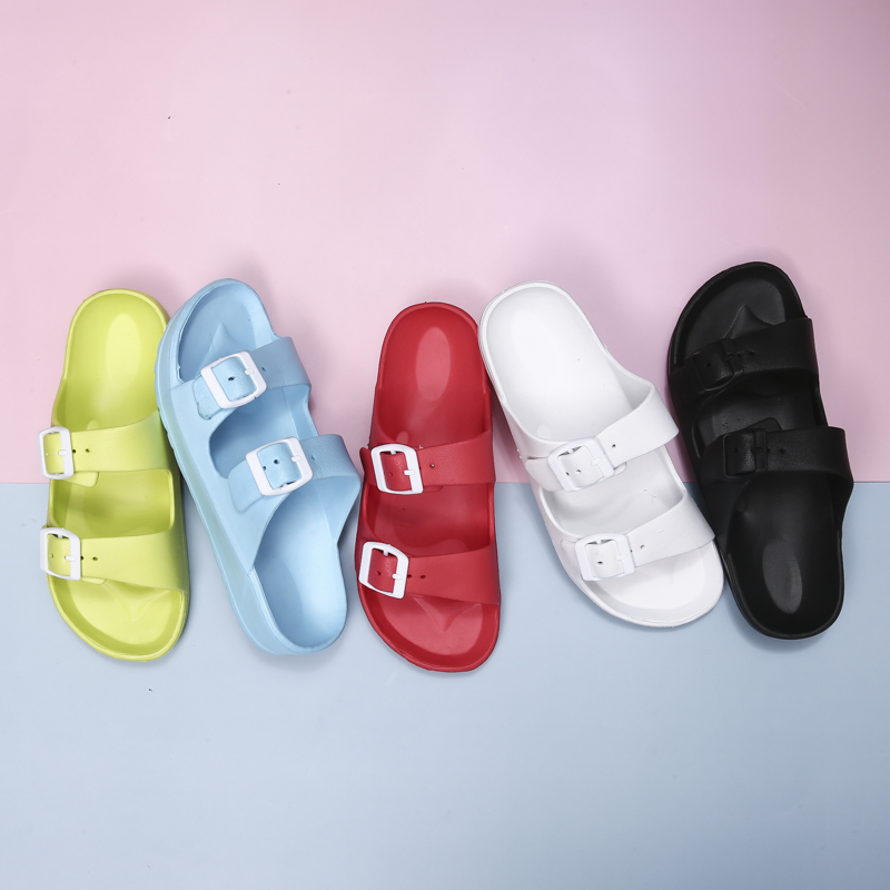 ハウススリッパ 軽量で調節可能なEVAサンダル、ダブルストラ - Women'S Shoes For Flat Feet のレビューと価格