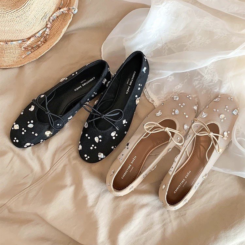 夏のエレガントな女性用キラキラ光るラインストーンボウメッシュ - Women Shoes Casual のレビューと価格