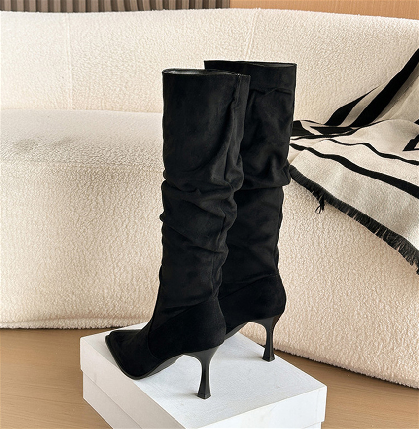 レディースハイブーツ、ポインテッドトゥ、スティレットヒール、 - High Knee Heel Boots のレビューと価格