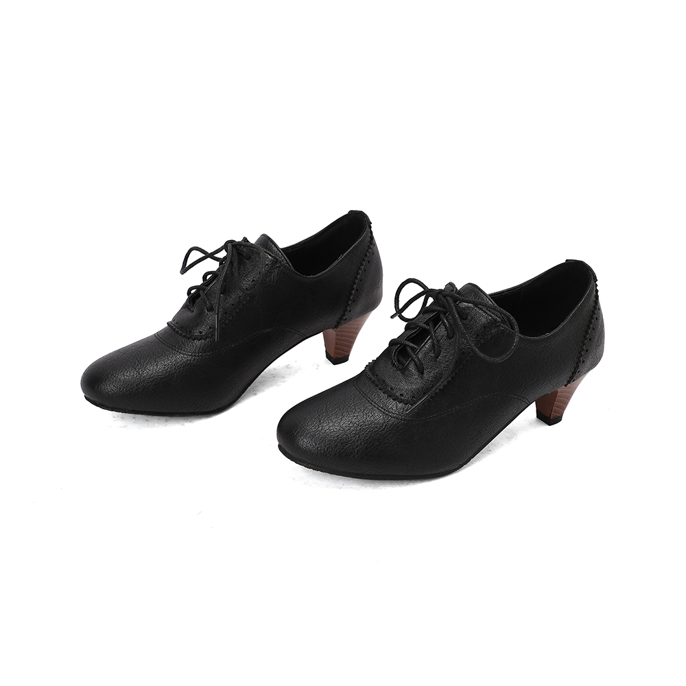   通気性のあるブラウンイエローのレディースパンプス、ファッ - Oxford Lace Up Women のレビューと価格