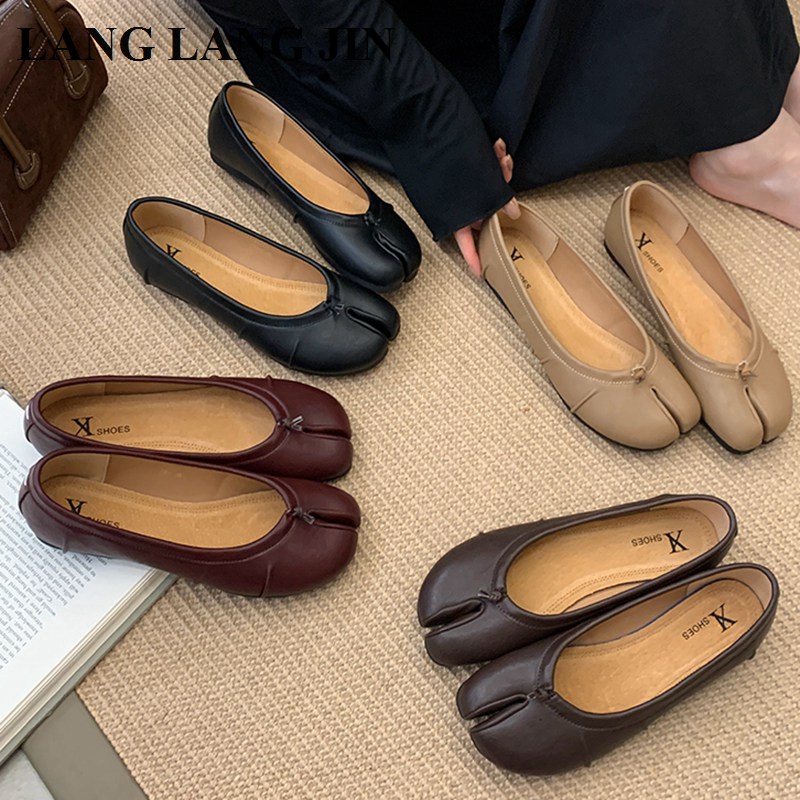春スプリットトゥ女性バレエフラットファッション足袋靴カジュア - Ballet Flat Women のレビューと価格