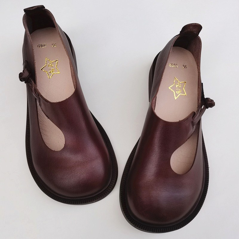 Careaymade-女性のためのレトロな革の靴,丸い頭の女 - Women Shoes Casual のレビューと価格