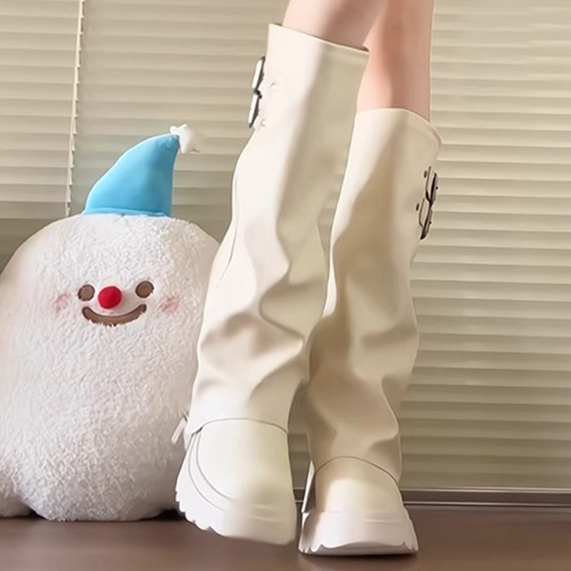 パンクスタイルスプライシング厚底女性ニーハイブーツファッショ - High Knee Heel Boots のレビューと価格