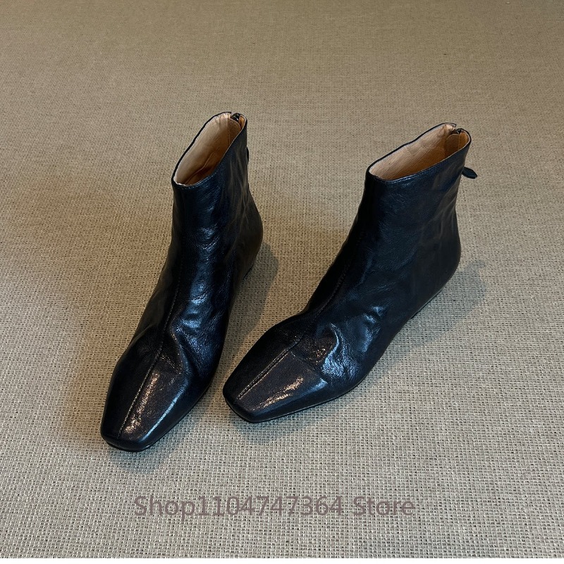 シープスキン レトロ フレンチ スクエアトゥ アンクルブーツ - Women'S Shoes Hike のレビューと価格