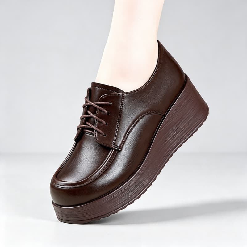 6cmの快適な深めの履き口、柔らかな革製の靴、プラットフォー - Oxford Lace Up Women のレビューと価格