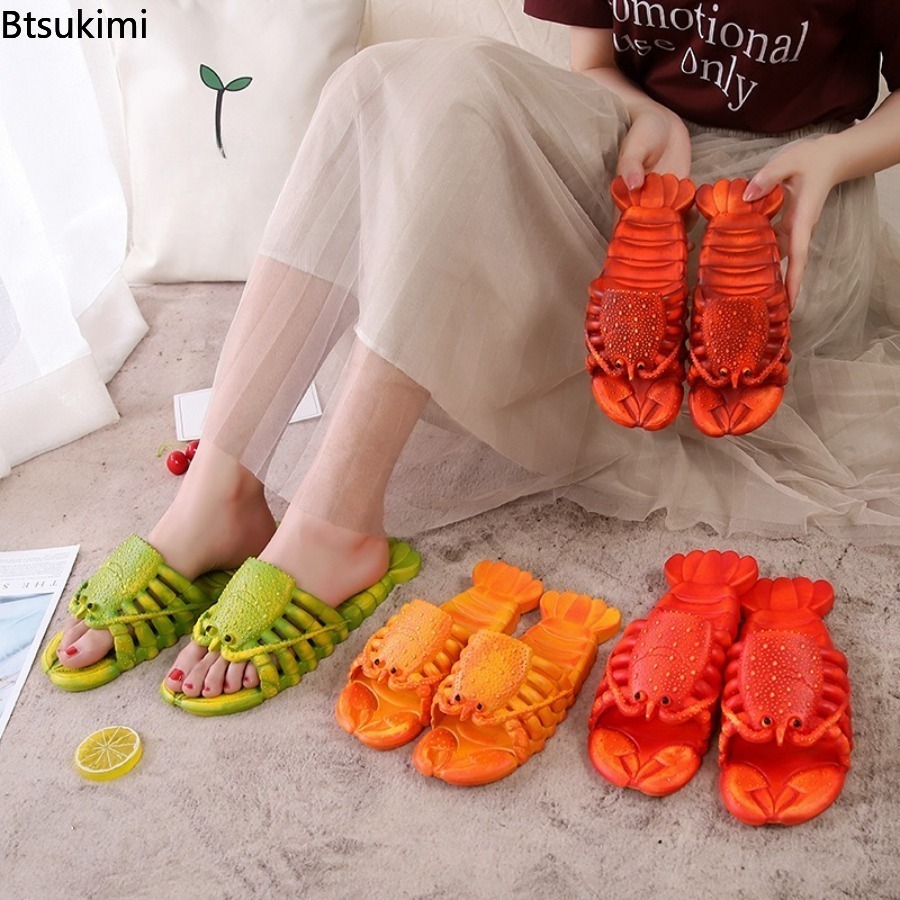 2026年新作 夏用 楽しい漫画風ロブスタースリッパ PVC - Women'S Shoes Non Slip のレビューと価格