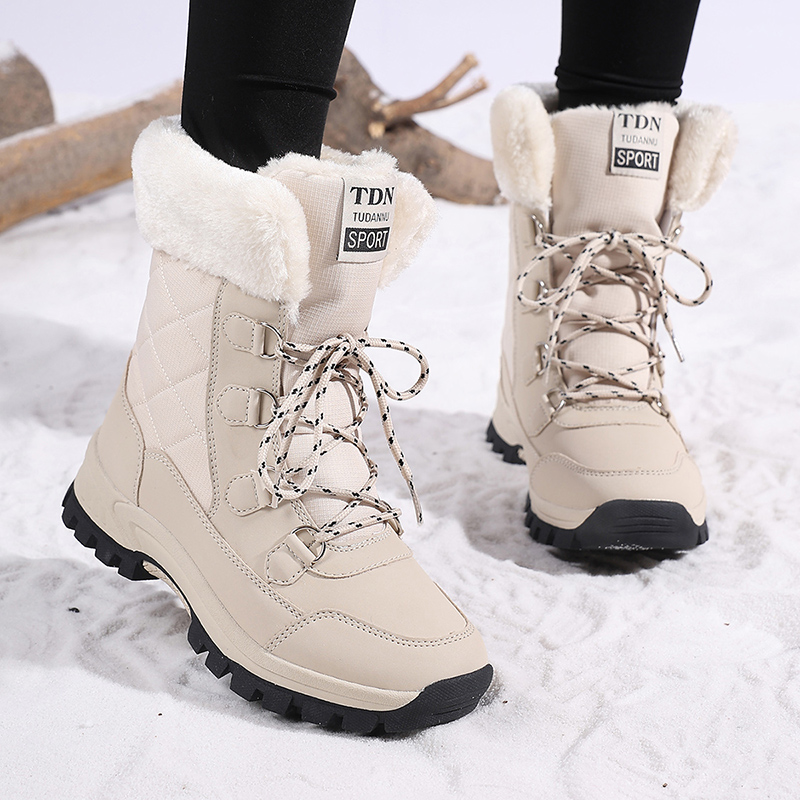 冬用レディーススノーブーツ 防水レザースニーカー 超暖かいプ - Women'S Shoes Hike のレビューと価格