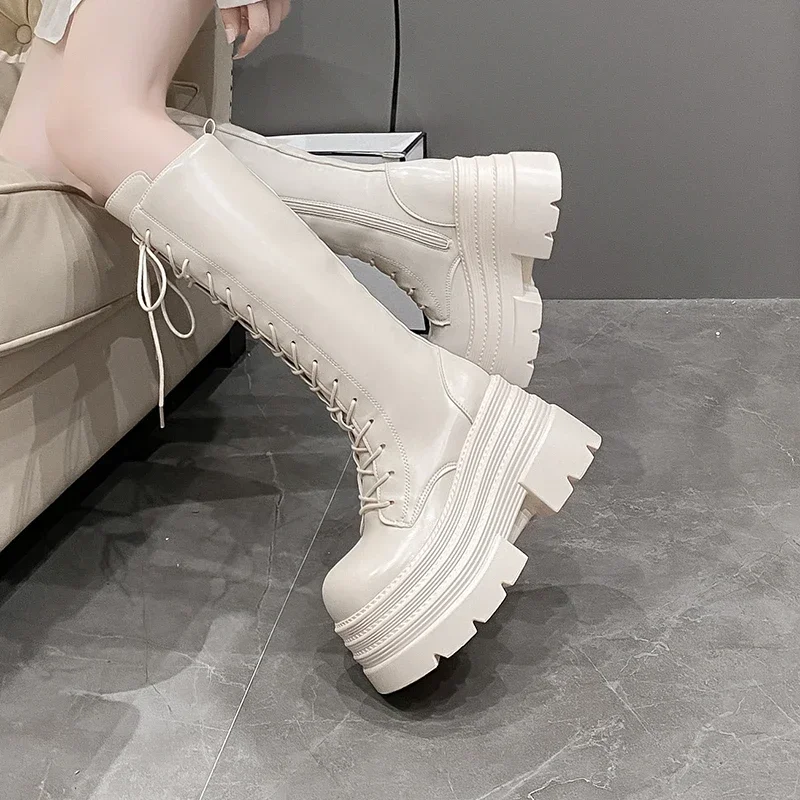 10 センチメートル新女性のローマロングブーツ秋冬ニーハイレ - High Knee Heel Boots のレビューと価格