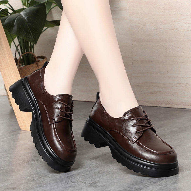 5cm ヴィンテージ風 ディープマウス ソフトレザー オック - Oxford Lace Up Women のレビューと価格