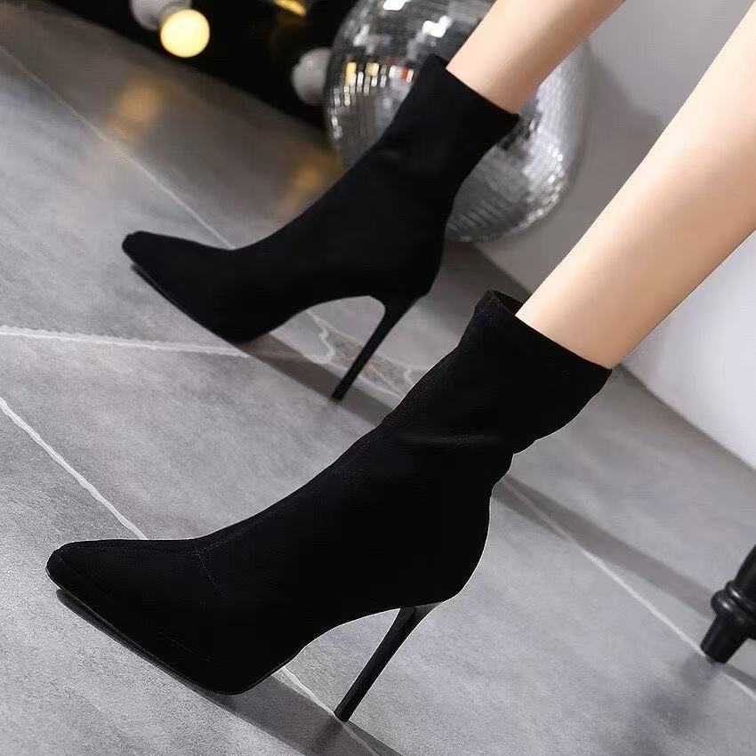膝丈弾性ブーツ レディース 秋新作 ポインテッドトゥ ハイヒ - High Knee Heel Boots のレビューと価格